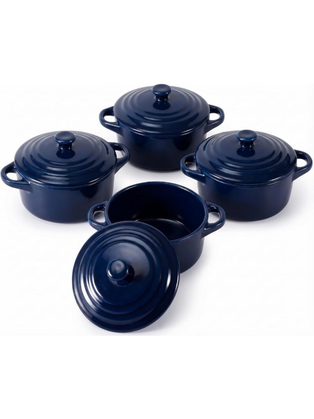 4-Piece Mini Cocotte Set - 16 oz Individual Baking Ramekins in Vibrant Royal
